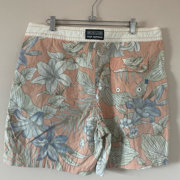 Reyn Spooner Mens Size 34 Swim Trunks Board Shorts Orange Hawaiian  Unlined - Picture 2 of 3